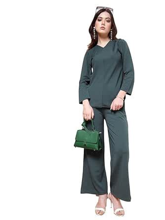 Buy Selvia Women's Full Sleeve Cotton Lycra V-Neck 2 Piece Co-ords Set ...