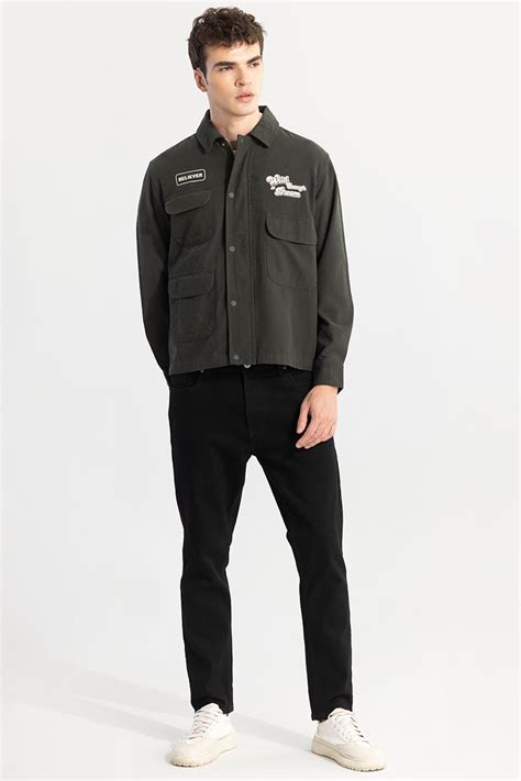 Buy Men's Wild Enough Olive Overshirt Online | SNITCH