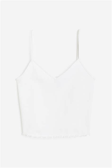 Cropped strappy top - White - Ladies | H&M IN