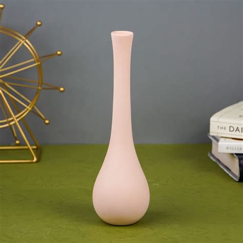 Matte Pink Long Neck Vase with Teardrop Base – The Golden Theory