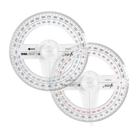 2 Pack 360° Protractors with Swing Arm – Transparent Plastic Full ...