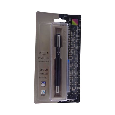 Parker vector standard black body with silver clip fine Tip cap type ...