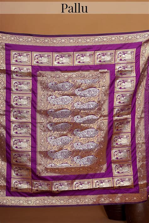 Violet Purple Traditional Woven Saree in Silk with Paisley and Human I ...