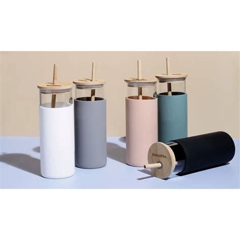 Glass Sipper With Bamboo Lid & Straw – Consortium Gifts (Deloitte)