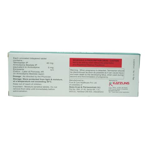 Telzun AM 40/5 mg Tablet 10's Price, Uses, Side Effects, Composition ...