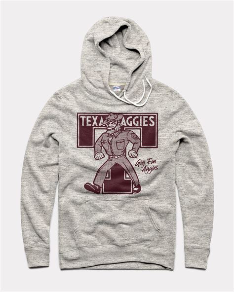 Texas A&M Aggies Monogram Grey Vintage Hoodie | CHARLIE HUSTLE