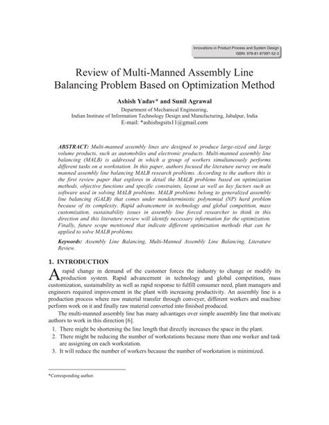 Image result for The Assembly Line Balancing Problem : Review articles * Assembly Line Balancing Methods