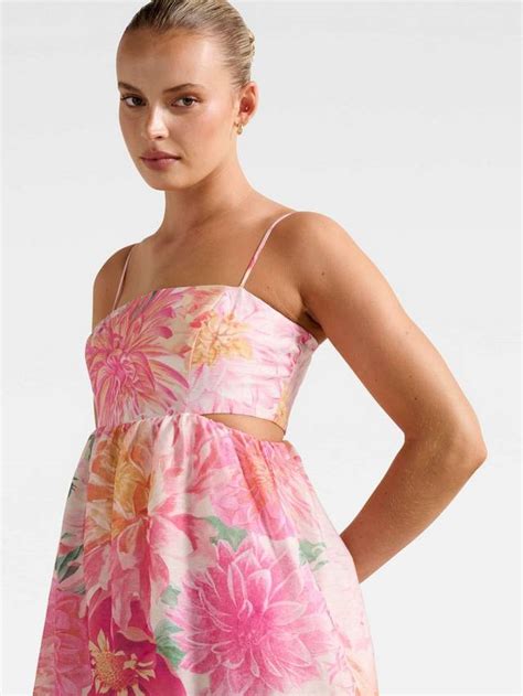 Forever New Shauna Floral Tiered Midi Dress, Pink