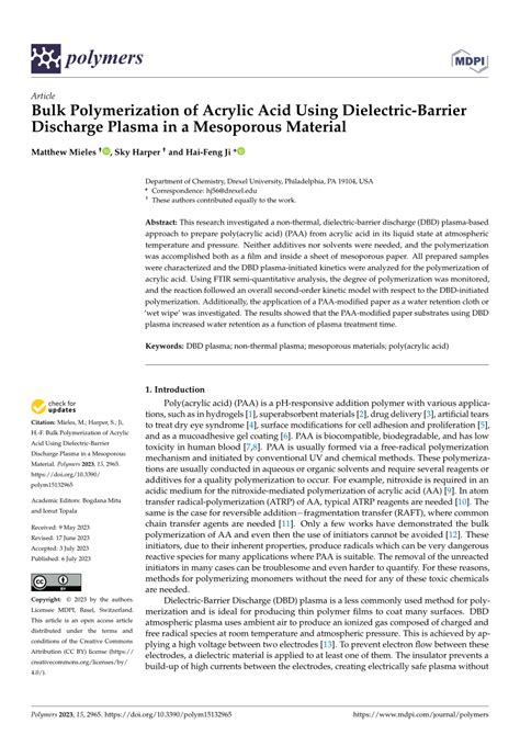 Image result for Acrylic Acid Polymerization