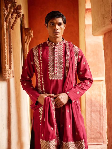 Deep Maroon Mughal Embroidery Kurta Suit – Suvidha Fashion