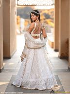White Mukaish Chikankari Lehenga Set
