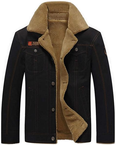 Fuwenni Men's Winter Sherpa Fleece Lined Jacket Military Cargo Jacket ...