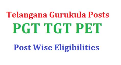 TS Gurukula PGT TGT PET Post wise Eligibility Details - Jobs Results ...