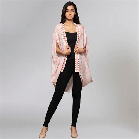 Peach Animal Print Cape – First Resort by Ramola Bachchan