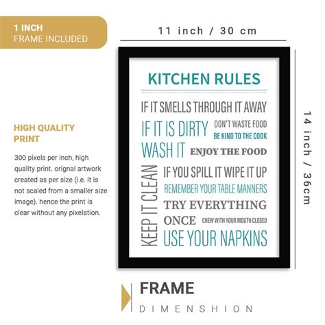 Kitchen Rules Wall Poster for Kitchen Restaurant Decor – Kotart