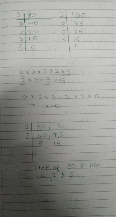 Take out HCF and LCM80,150 - Brainly.in