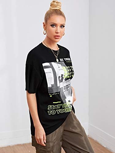 Buy SOLY HUX Women's Casual Short Sleeve T Shirt Letter Graphic Print ...