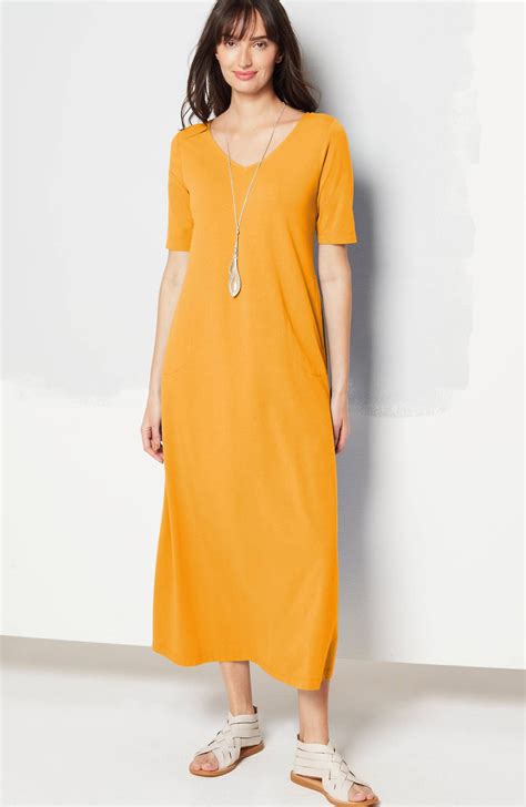Jjill J.jill Double-v Elbow-sleeve Maxi Dress In Dandelion | ModeSens