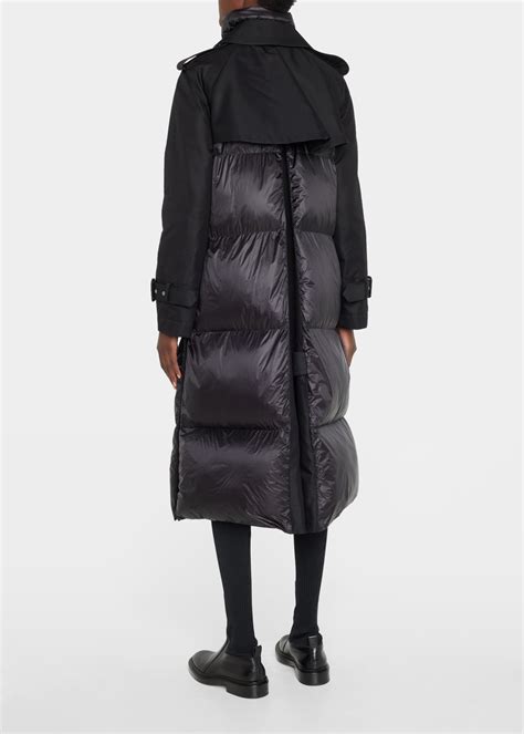 SACAI Long Hybrid Belted Puffer Trench Coat - Bergdorf Goodman
