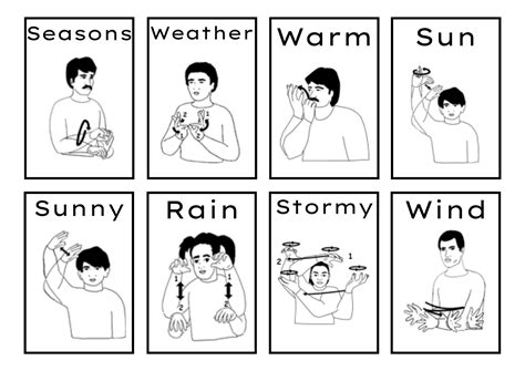 ASL Outside & Weather Flashcards B/W & Color Boarders | Made By Teachers