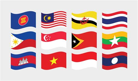 National Flag of All ASEAN Countries. Set of ASEAN country Flag. 47110973 Vector Art at Vecteezy