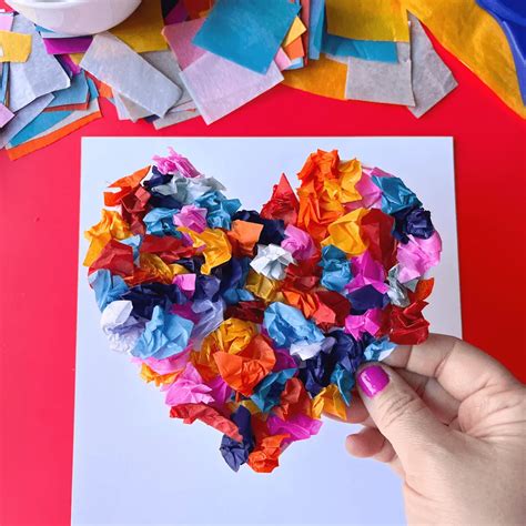 Scrunched Tissue Paper Heart Art - Friends Art Lab
