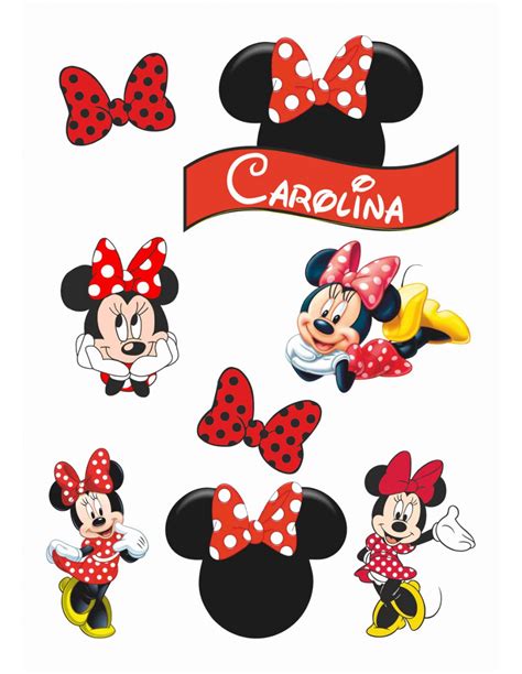 papel de azucar Minnie Mouse con nombre para tartas o cupcakes pasteles