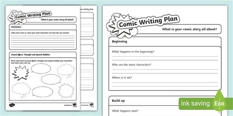 Comic Writing Activity Sheets