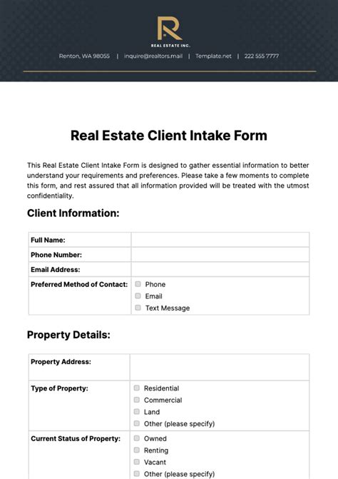 Image result for Construction Client Intake Form