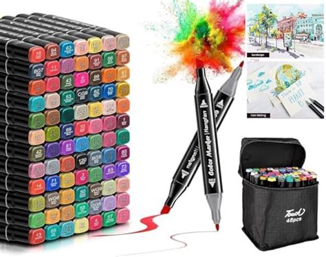 Krujyam Touch Art Markers Set – 24 Colors Dual Tip Brush and Chisel ...