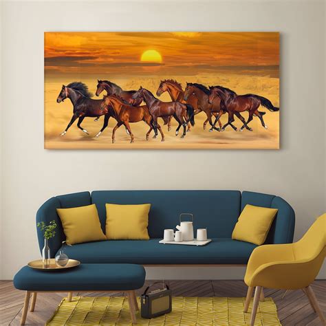 7 Horses Vastu Canvas Paintings: Positive Energy and Abundance – Paper ...