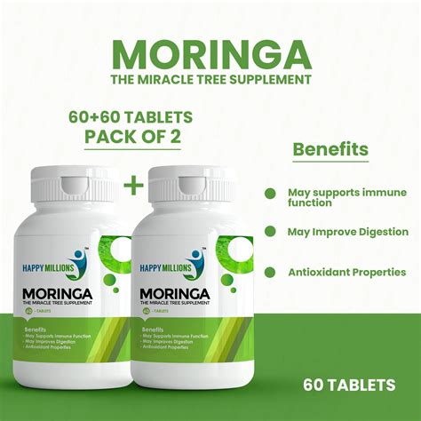 Happy Millions Moringa Tablets for Digestion | Combo Pack new