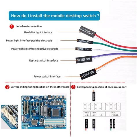 ATX PC Computer Motherboard Power Cable 2 Switch On / Off / Reset with ...