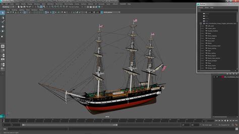3D USS Constitution Heavy Frigate Retracted Sails | 3D Molier International