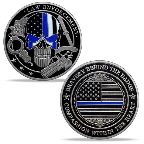 Thin Blue Line Police Challenge Coin Law Enforcement Officers Thank You ...