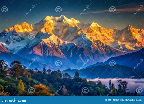 Snowy Peaks of Kanchenjunga Standing Tall Over the Surrounding ...