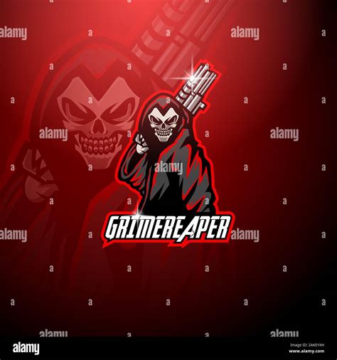 Grim reaper esport mascot logo holding gun Stock Vector Image & Art - Alamy