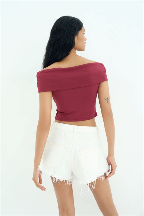 Women's Burgundy Off-the-shoulder top | H&M IN