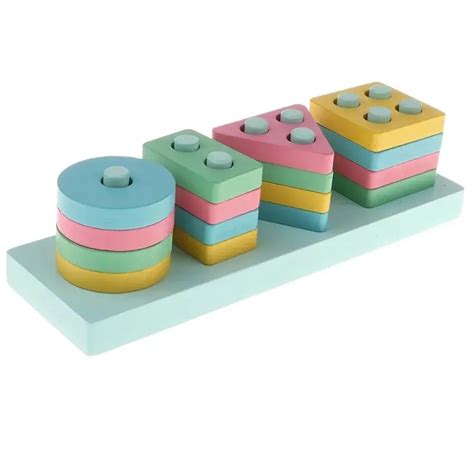 Shape sorter pastel color - Trendy Wooden Stacking Toys Set, Shape ...