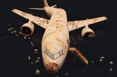 锈迹斑斑破旧生锈的空难失事飞机 事故飞机残骸模型-场景部件模型库-Cinema 4D(.c4d)模型下载-cg模型网