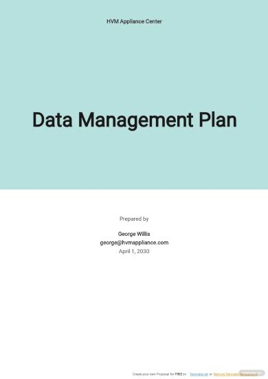 Image result for Data Management Plan Examples