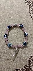 Buy Reiki Crystal Products Girl's Rose Quartz Evil Eye Bracelet 8 mm ...