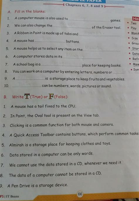 2SAMPLE PAPERChapters 6, 7, 8 and 9 HA. Fill in the blanks:Hints ...