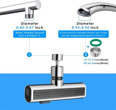 3 in 1 Waterfall Kitchen Faucet 360° Swiveling Anti-Splash Sink Faucet ...