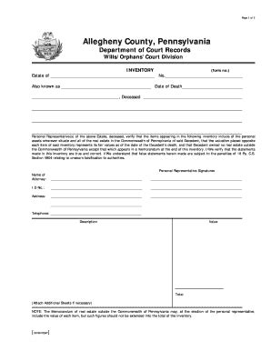 Department Of Court Records Wills/Orphans' Court Division ...