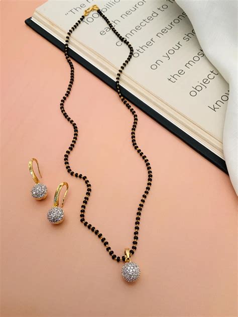 Gold Plated American Diamond Mangalsutra Set – Abdesignsjewellery