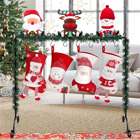Amazon.com: Mukum Christmas Stocking Holder Stand Hangers with 8 Hooks ...