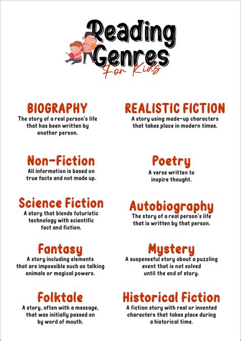Book Genres For Kids - 12 Free PDF Printables | Printablee