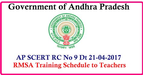 AP SCERT Proc No 9 RMSA Inservice Training to Headmasters and Teachers ...
