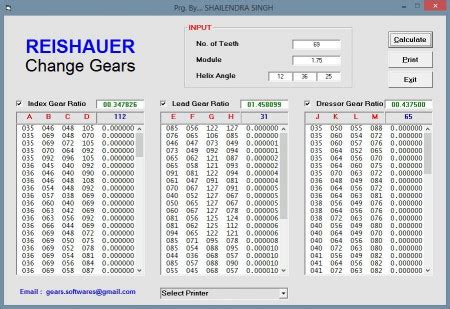 Change Gear Finder for REISHAUER Gear Grinding Machine :: Gear Software ...